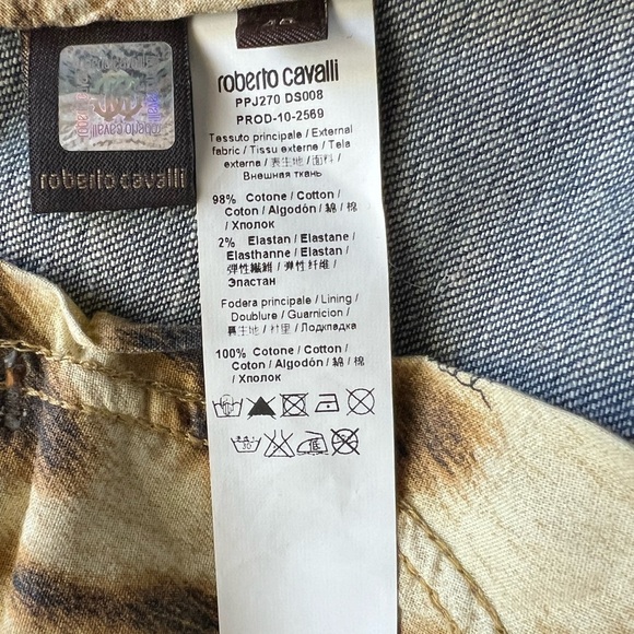 ROBERTO CAVALLI DIAMOND/ RHINESTONES EMBELLISHED BLUE JEANS SIZE IT40/US Medium - Picture 10 of 12